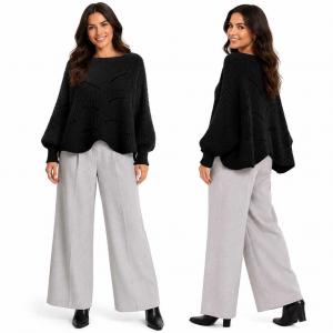 Wholesale 4271 - Sweater Ponchos w/Sleeves 108 - Black - One Size Fits Most