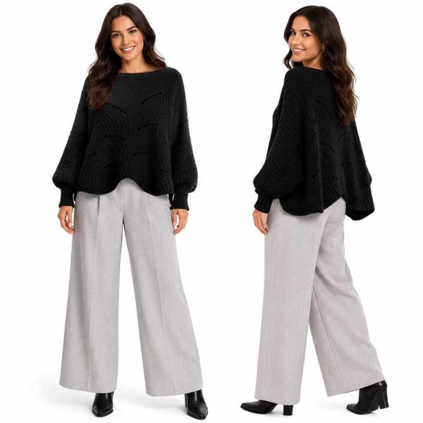 wholesale 4271 - Sweater Ponchos w/Sleeves 108 - Black - One Size Fits Most