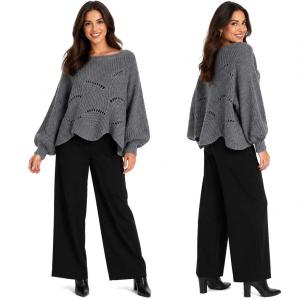 Wholesale 4271 - Sweater Ponchos w/Sleeves 352 - Grey  - One Size Fits Most