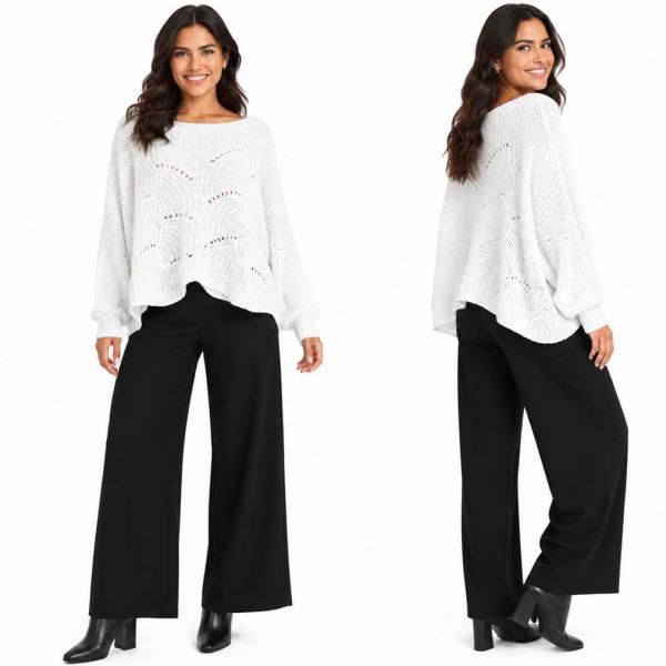 wholesale 4271 - Sweater Ponchos w/Sleeves 001 - White  - One Size Fits Most