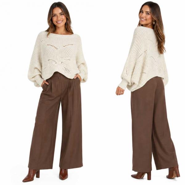 wholesale 4271 - Sweater Ponchos w/Sleeves 006 - Ivory - One Size Fits Most