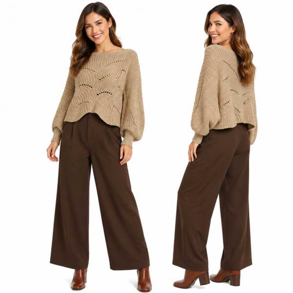 wholesale 4271 - Sweater Ponchos w/Sleeves 013 - Beige - One Size Fits Most