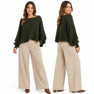 Wholesale 4271 - Sweater Ponchos w/Sleeves 318 - Olive - One Size Fits Most