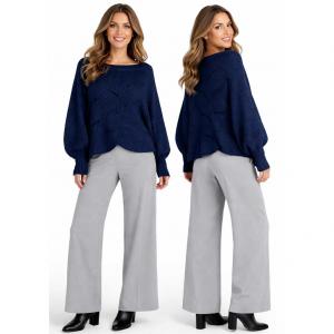 Wholesale 4271 - Sweater Ponchos w/Sleeves 243 - Navy - One Size Fits Most