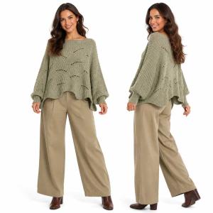 Wholesale 4271 - Sweater Ponchos w/Sleeves 289 - Sage Green  - One Size Fits Most