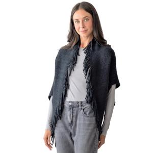 Wholesale 5118 - Cozy Crochet Shrug w/ Tassels Black - One Size Fits Most