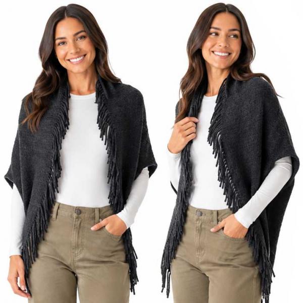 wholesale 5118 - Eyelash Crochet Shrug w/ Tassels Black - One Size Fits Most