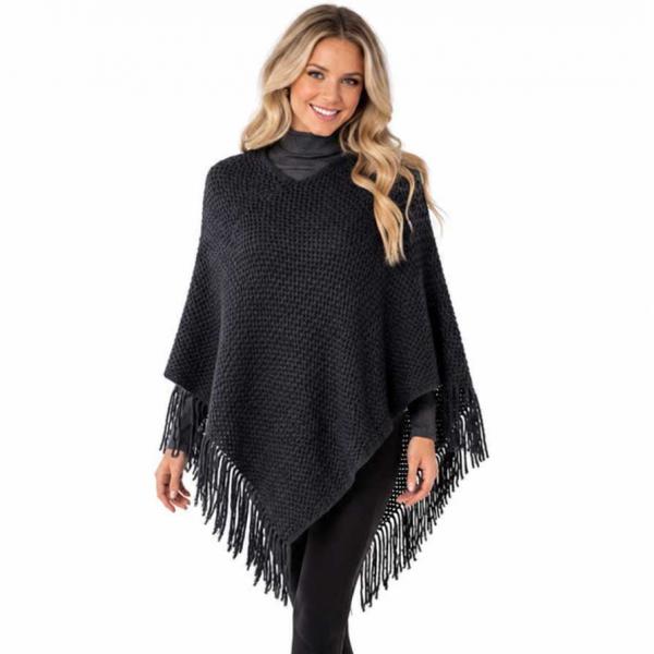 5110 -  Vermont Crochet Ponchos Black - One Size Fits Most