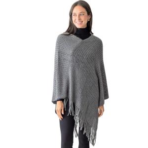 Wholesale 5110 -  Crochet Pattern Poncho Grey - One Size Fits Most