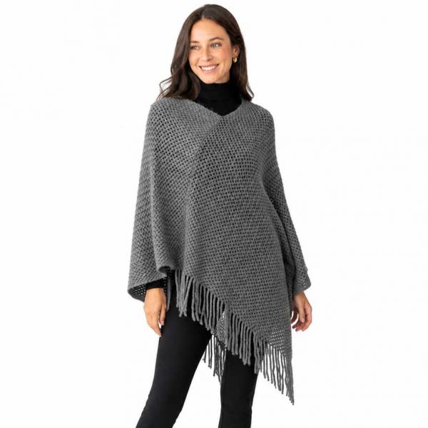 5110 -  Vermont Crochet Ponchos Grey - One Size Fits Most