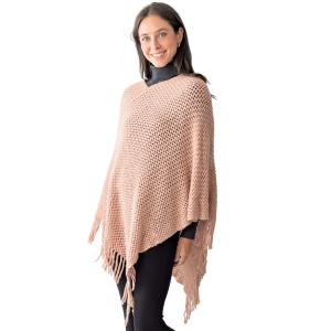 Wholesale 5110 -  Crochet Pattern Poncho Dusty Pink - One Size Fits Most