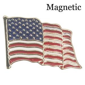 3836 - Lapel Pins  M01 - Waving American Flag Magnetic Brooch<br>
Gold Accent - 