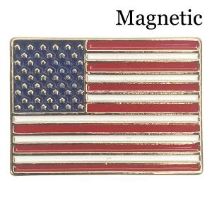 3836 - Lapel Pins  M03 - Rectangle American Flag Magnetic Brooch<br>  
Gold Accent - 