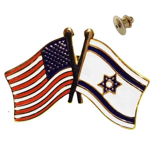 wholesale 3836 - Lapel Pins  05 - USA/Israel<br>
Gold Accent Lapel Pin - 