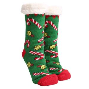 3841 - Christmas  Pattern Non-Slip Sherpa Socks 205 - 04 - One Size Fits Most