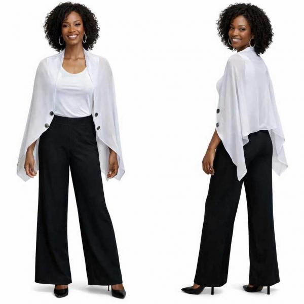 wholesale 3845 - Georgette Button Boleros #002S<br> 
White w/Silver Buttons - 27