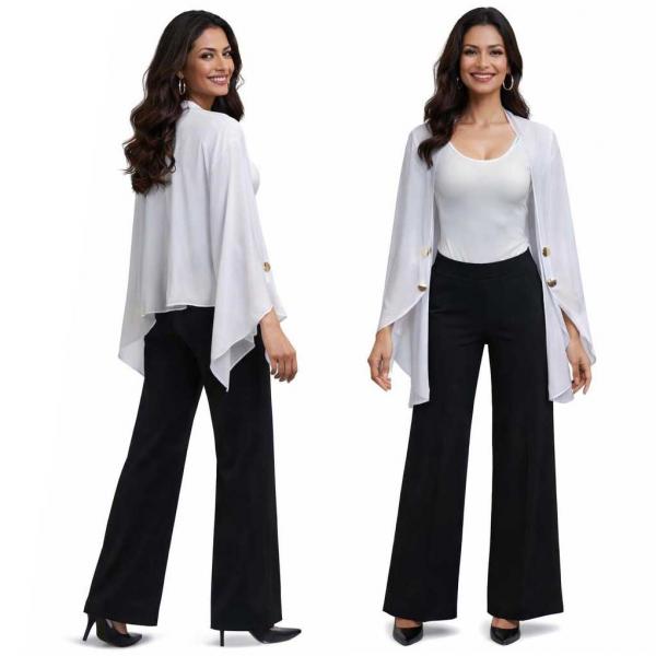 wholesale 3845 - Georgette Button Boleros #002G<br>  
White w/Gold Buttons - 27