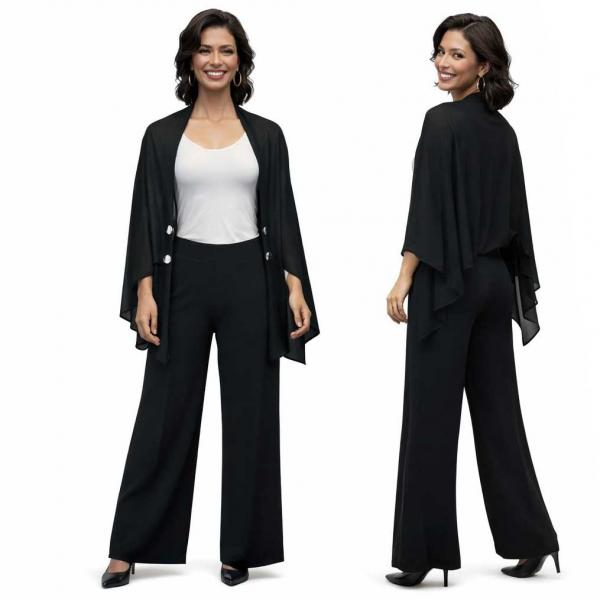 wholesale 3845 - Georgette Button Boleros 017S - Black w/Silver Buttons<br> 
Button Bolero  - 27