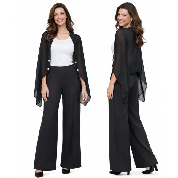 wholesale 3845 - Georgette Button Boleros #017G<br> 
Black w/Gold Buttons - 27