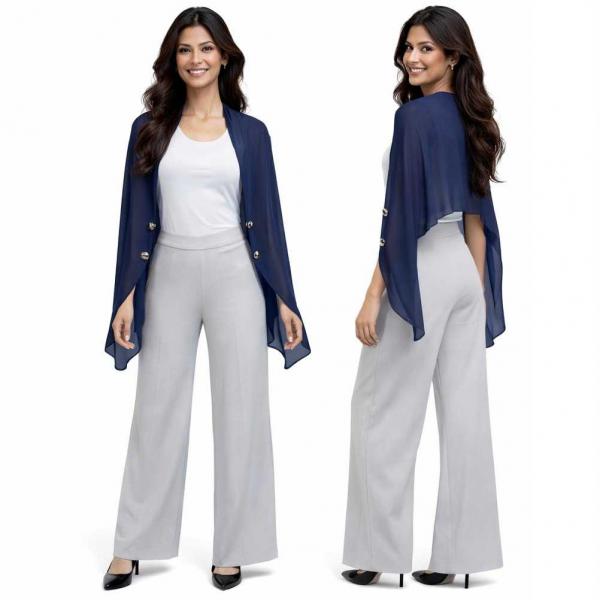 wholesale 3845 - Georgette Button Boleros 102S - Navy w/Silver Buttons<br> 
Button Bolero  - 27