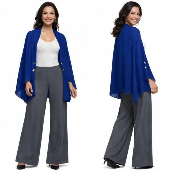 wholesale 3845 - Georgette Button Boleros 024S - Royal Blue w/Silver Buttons<br> 
Button Bolero  - 27
