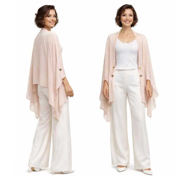 wholesale 3845 - Georgette Button Boleros 049G - Peach w/Gold Buttons<br> 
Button Bolero  - 27