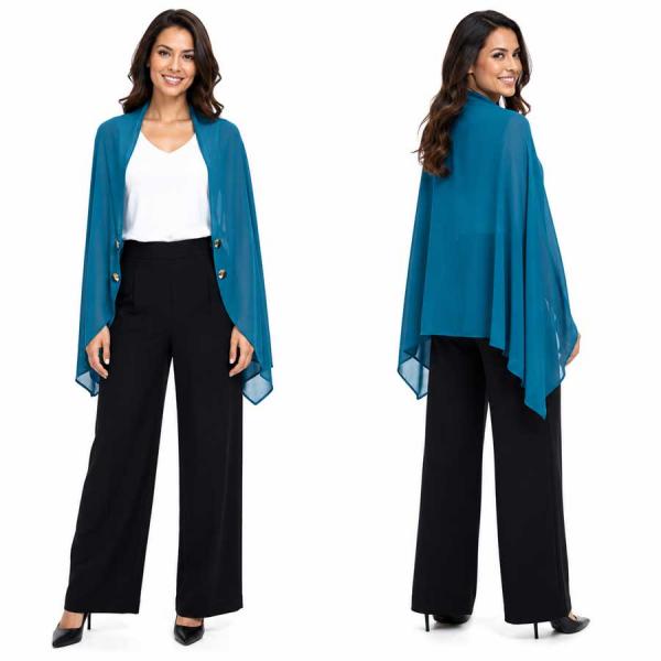 wholesale 3845 - Georgette Button Boleros 205G - Teal Blue w/Gold Buttons<br> 
Button Bolero  - 27
