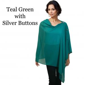 3846 - Georgette Button Shawls 003S - Teal Green w/Silver Buttons<br>
Georgette Button Shawl

 - 27