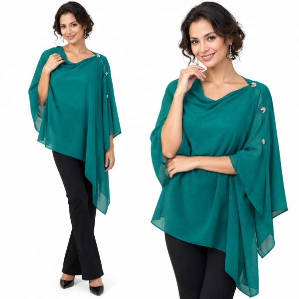 wholesale 3846 - Georgette Button Shawls 003S - Teal Green w/Silver Buttons<br>
Georgette Button Shawl

 - 27