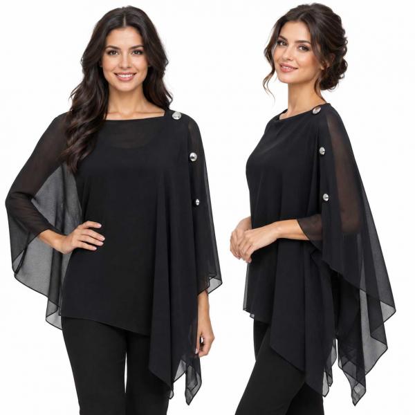 wholesale 3846 - Georgette Button Shawls 017S - Black w/Silver Buttons<br>
Georgette Button Shawl

 - 27