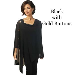3846 - Georgette Button Shawls 017G - Black w/Gold Buttons<br>
Georgette Button Shawl

 - 27