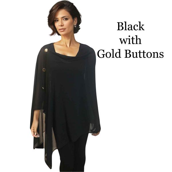 Wholesale 3846 - Georgette Button Shawls 017G - Black w/Gold Buttons<br>
Georgette Button Shawl

 - 27