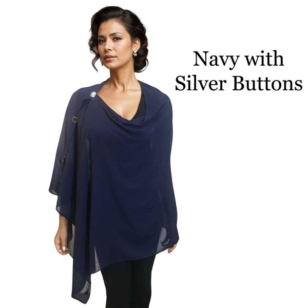 Wholesale 3846 - Georgette Button Shawls 165S - Navy w/Silver Buttons<br>
Georgette Button Shawl

 - 27
