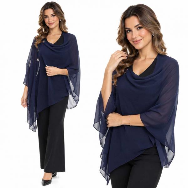 wholesale 3846 - Georgette Button Shawls 165S - Navy w/Silver Buttons<br>
Georgette Button Shawl

 - 27