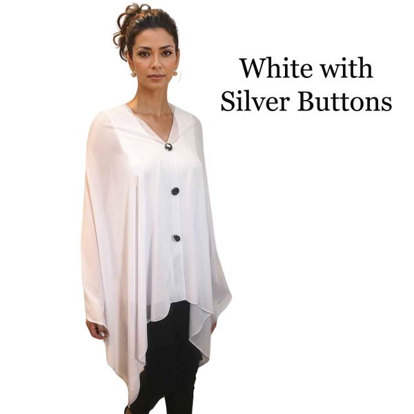 Wholesale 3846 - Georgette Button Shawls 002S - White w/Silver Buttons<br>
Georgette Button Shawl

 - 27