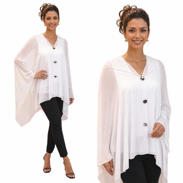 wholesale 3846 - Georgette Button Shawls 002S - White w/Silver Buttons<br>
Georgette Button Shawl

 - 27