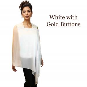3846 - Georgette Button Shawls 002G - White w/Gold Buttons<br>
Georgette Button Shawl

 - 27