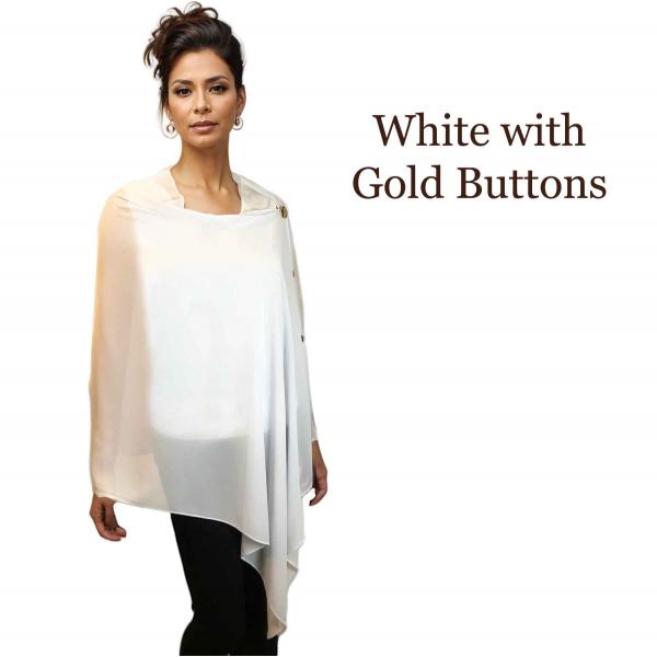 Wholesale 3846 - Georgette Button Shawls 002G - White w/Gold Buttons<br>
Georgette Button Shawl

 - 27