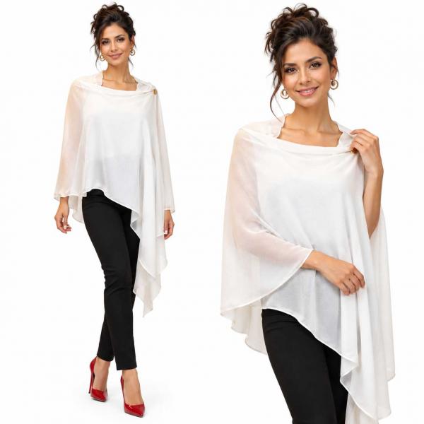 wholesale 3846 - Georgette Button Shawls 002G - White w/Gold Buttons<br>
Georgette Button Shawl

 - 27