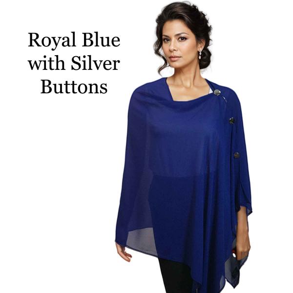 Wholesale 3846 - Georgette Button Shawls 024S - Royal Blue w/Silver Buttons<br>
Georgette Button Shawl

 - 27