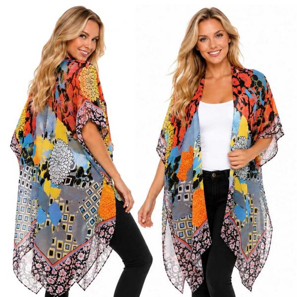 wholesale 5098 - Floral Print Kimono/ Swim Suit Cover-up 5098 - 01BK<br>
Floral Print Kimono
 - 