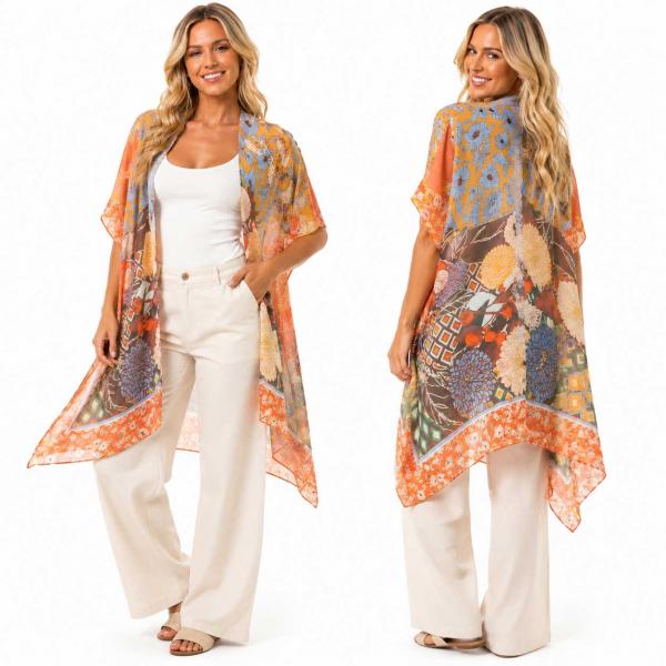 wholesale 5098 - Floral Print Kimono/ Swim Suit Cover-up 5098 - 02OR<br>
Floral Print Kimono
 - 