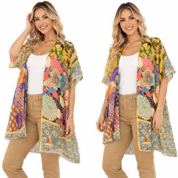 wholesale 5098 - Floral Print Kimono/ Swim Suit Cover-up 5098 - 03TQ<br>
Floral Print Kimono
 - 