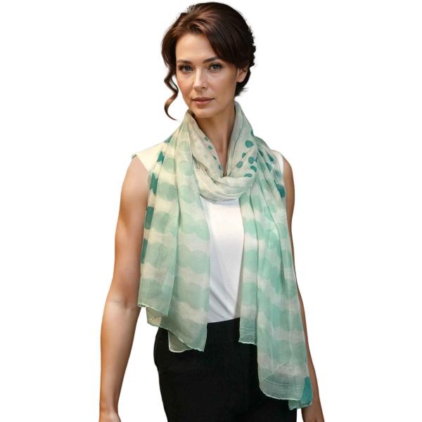 Wholesale 3861 - Assorted Cotton Feel Summer Scarves 3781 - Mint<br>
Two Tone Geometric Polka Dot Scarf - 27