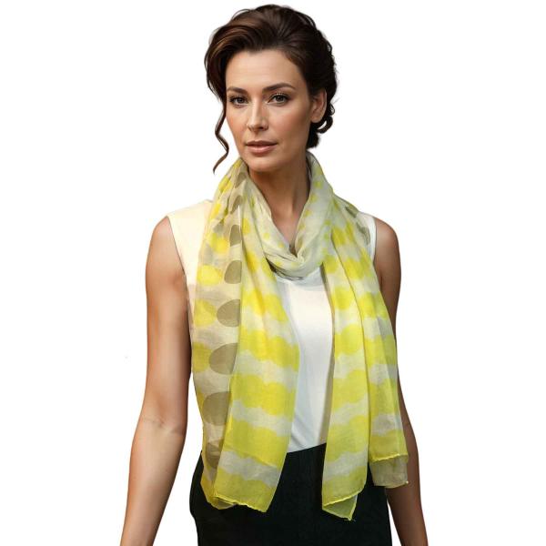 Wholesale 3861 - Assorted Cotton Feel Summer Scarves 3781 - Yellow<br>
Two Tone Geometric Polka Dot Scarf - 27