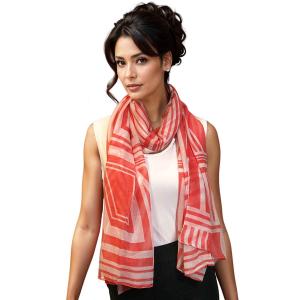 Wholesale 3861 - Assorted Cotton Feel Summer Scarves 3716 - Coral/Pink<br>
Geometric Print Summer Scarf - 27