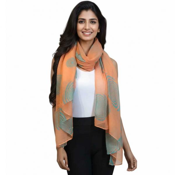 wholesale 3861 - Assorted Cotton Feel Summer Scarves 017 - Teal/Peach<br>
Spiral Design Summer Scarf - 36