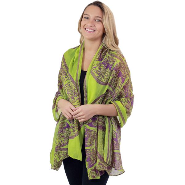 Wholesale 3861 - Assorted Cotton Feel Summer Scarves 4341 - Lime/Purple<br>
Aztec Print Summer Shawl - 30