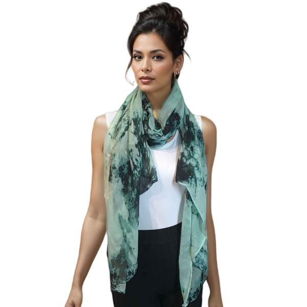 Wholesale 3861 - Assorted Cotton Feel Summer Scarves 3306 - Mint<br>
Earthy Tie Dye Summer Scarves - 35