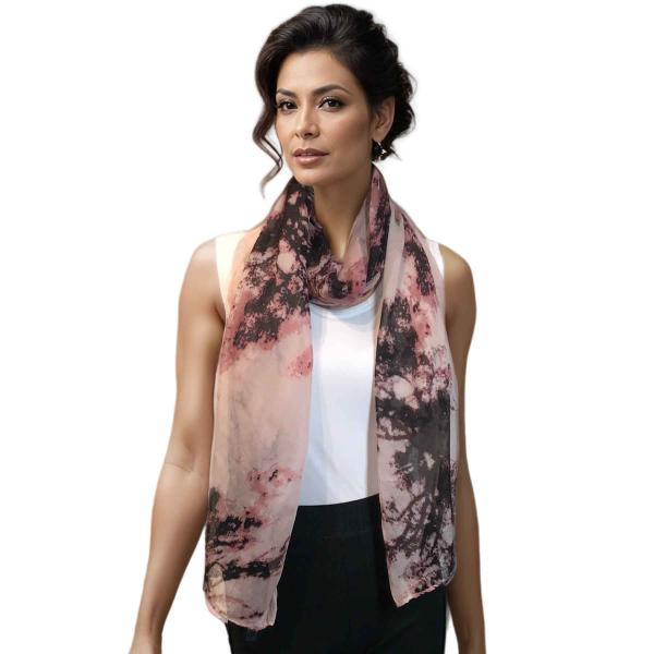 Wholesale 3861 - Assorted Cotton Feel Summer Scarves 3306 - Pink<br>
Earthy Tie Dye Summer Scarves - 35